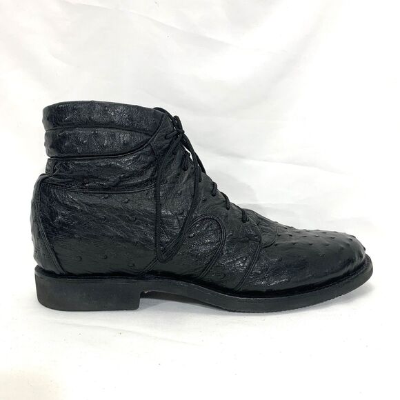 Black Ostrich Leather Ankle Boots Men’s 11.5-12 Unbranded Great Condition main image 5